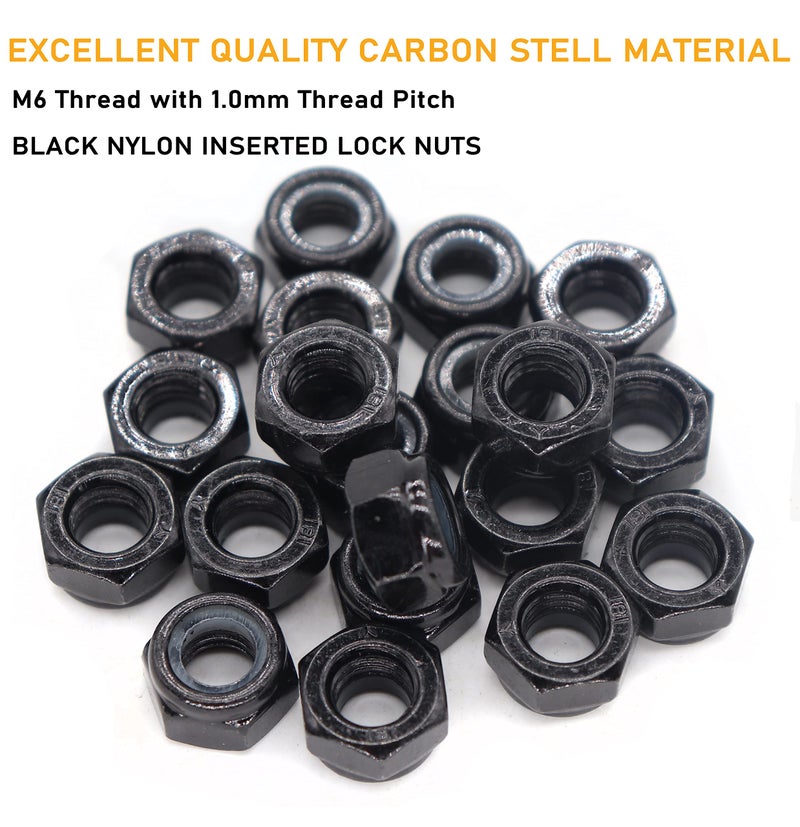 binifiMux 30Pcs M6-1.0mm Black Zinc Plated Nylon Lock Nuts Inserted Hex Self Clinching Nuts - Image 2